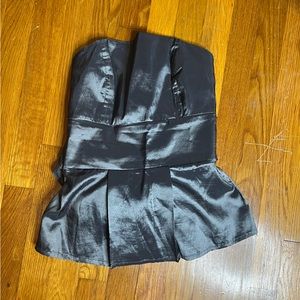 Sofina Brazilian Shiny Silver Gray Peplum Strapless Tube Top Size Medium